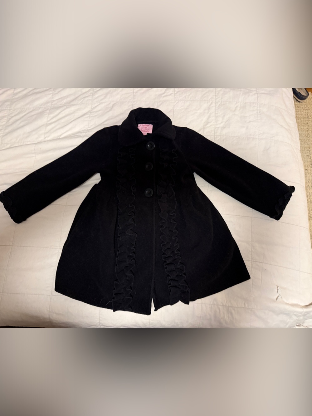 Black Ruffle Trim Coat